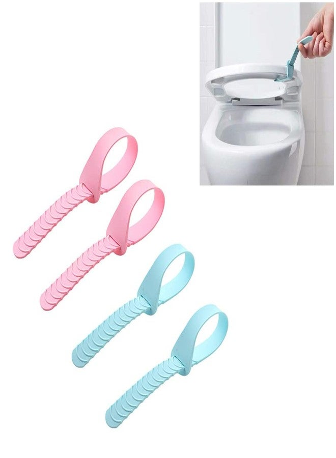 Newvent® 4Pcs Silicone Toilet Seat Lifter Clip For Bathroom | Toilet Seat Cover Lifter Band | Touch-free Self Adhesive Silicone Toilet Lid Lifter Holder (Multicolor) - Image 1